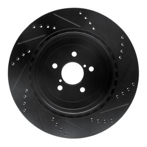 Subaru Impreza Brake Rotor (1) - Rear Left - R1 Concepts - Drilled & Slotted - Black - `03-`04